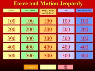 Force and Motion Jeopardy