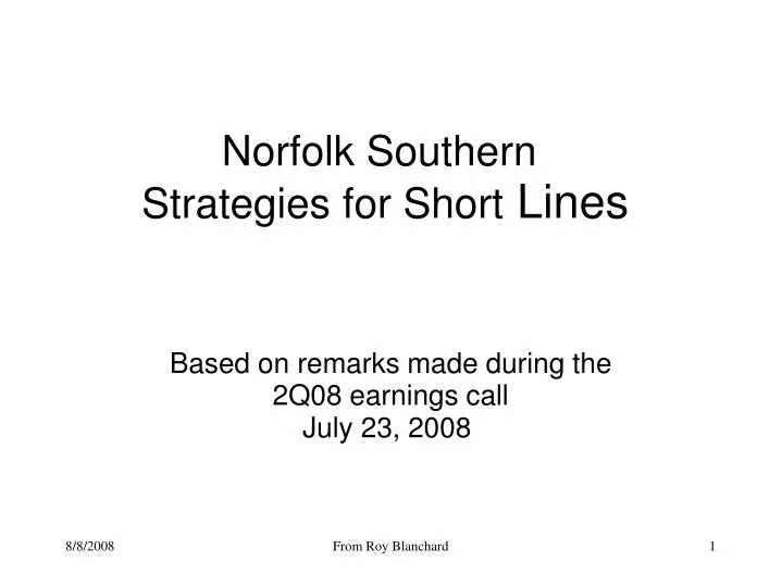 norfolk southern strategies for short lines
