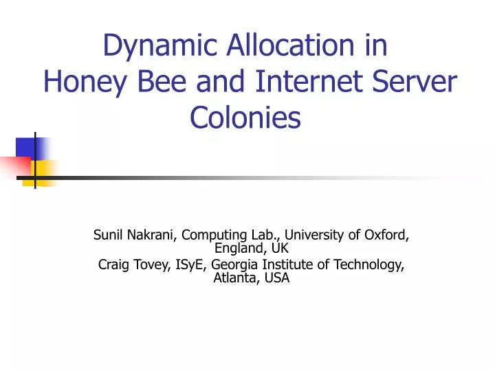 dynamic allocation in honey bee and internet server colonies