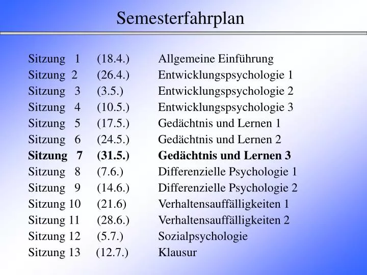 semesterfahrplan