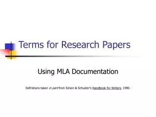 Terms for Research Papers