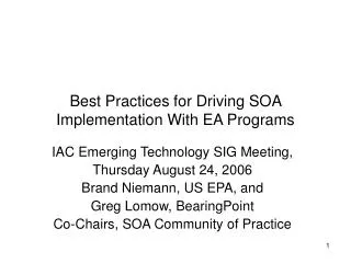 Best Practices for Driving SOA Implementation With EA Programs