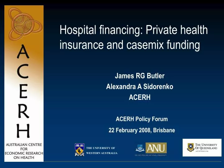 hospital financing private health insurance and casemix funding