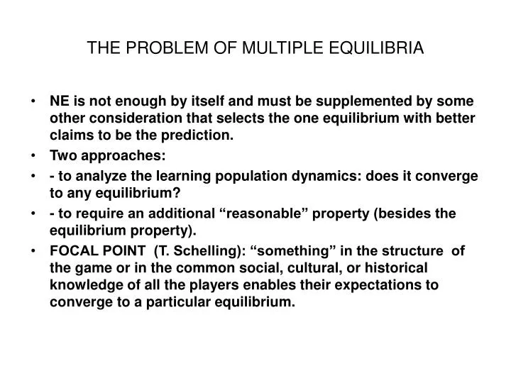 the problem of multiple equilibria