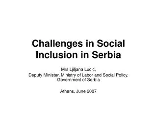 Challenges in Social Inclusion in Serbia