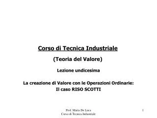 Corso di Tecnica Industriale (Teoria del Valore)