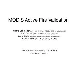 MODIS Active Fire Validation
