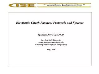 Electronic Check Payment Protocols and Systems