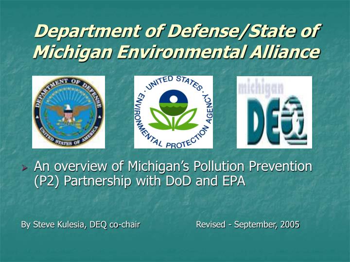 department of defense state of michigan environmental alliance