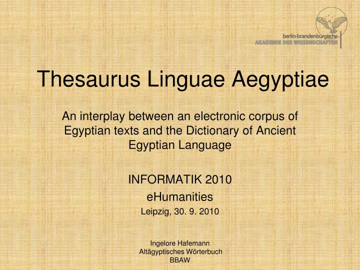 thesaurus linguae aegyptiae
