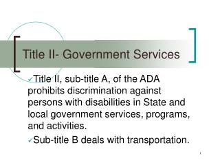 Title II- Government Services