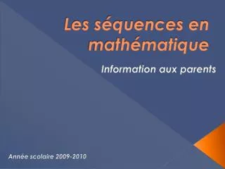 les s quences en math matique