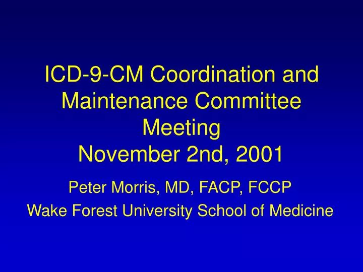 icd 9 cm coordination and maintenance committee meeting november 2nd 2001