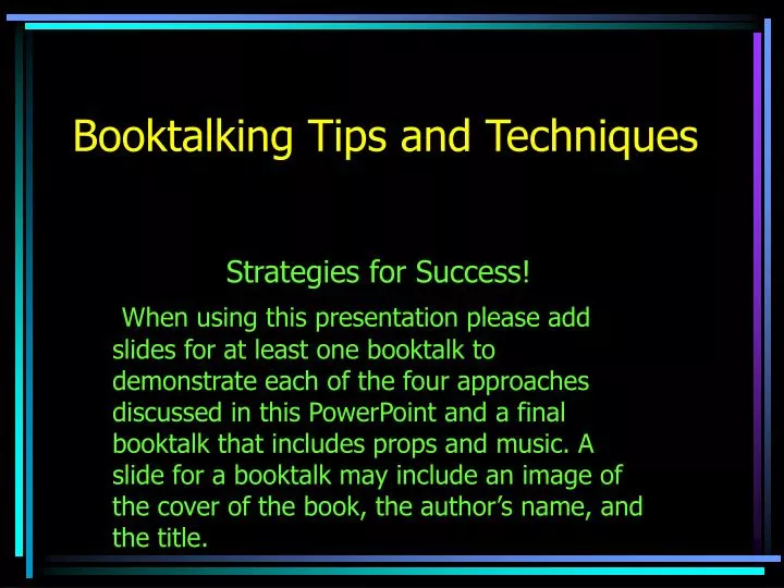 booktalking tips and techniques