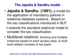 The Jajodia &amp; Sandhu model