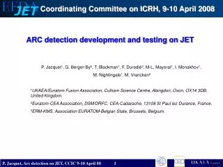 ARC detection development and testing on JET