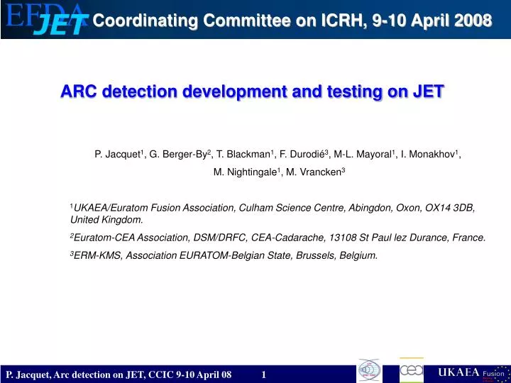 arc detection development and testing on jet