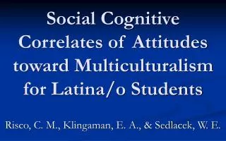 Social Cognitive Correlates of Attitudes toward Multiculturalism for Latina/o Students