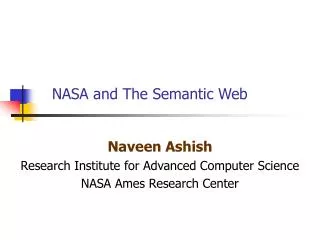 NASA and The Semantic Web