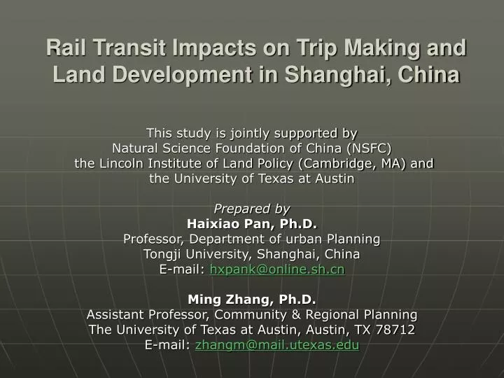 rail transit impacts on trip making and land development in shanghai china