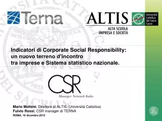 Indicatori di Corporate Social Responsibility: un nuovo terreno d’incontro tra imprese e Sistema statistico nazionale.