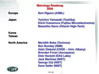 Metrology Roadmap 2009