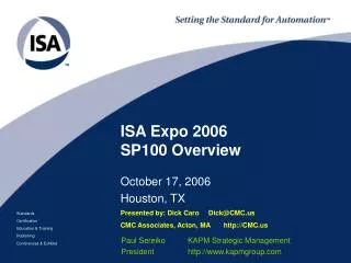 ISA Expo 2006 SP100 Overview