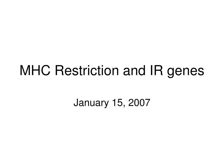 mhc restriction and ir genes