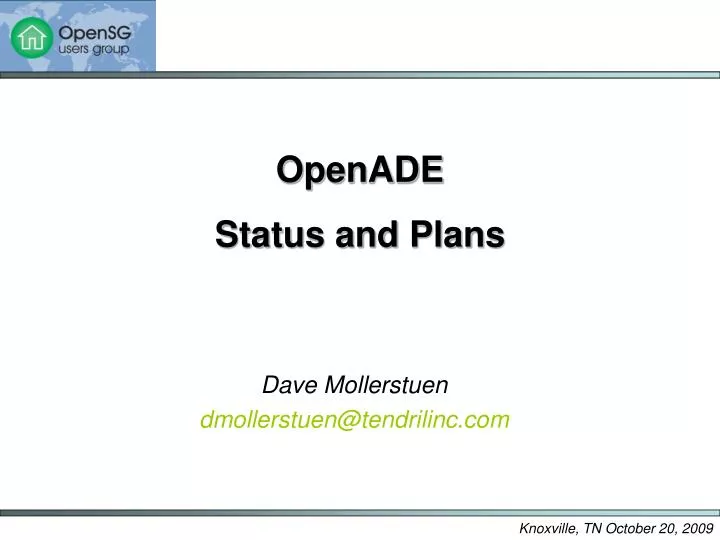 openade status and plans