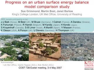 Progress on an urban surface energy balance model comparison study