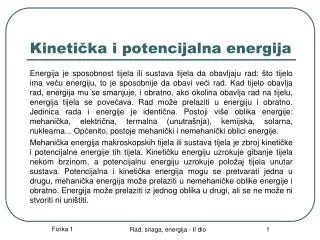 Kinetička i potencijalna energija