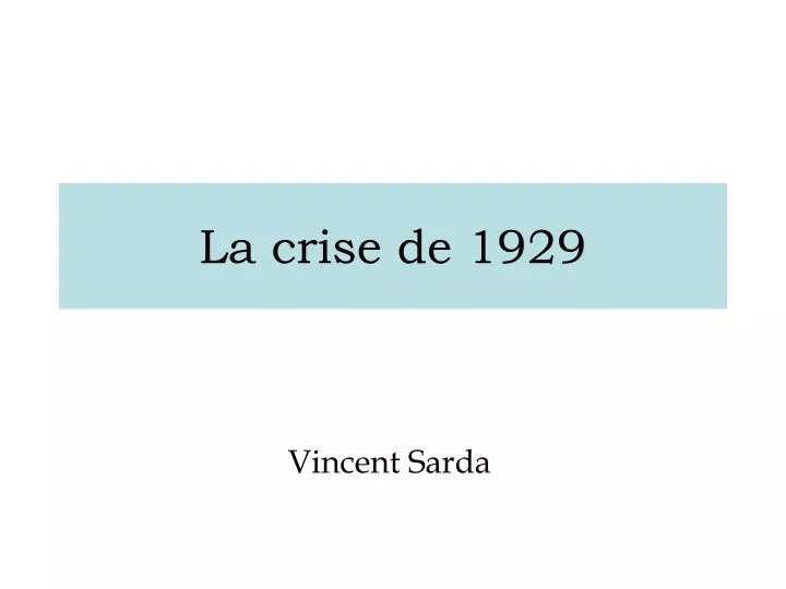 la crise de 1929