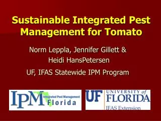Sustainable Integrated Pest Management for Tomato