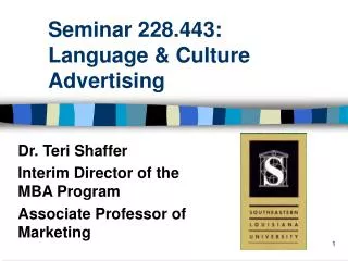 Seminar 228.443: Language &amp; Culture Advertising