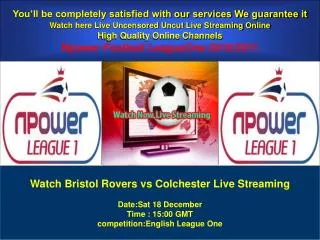 Bristol Rovers vs Colchester Live Stream Online HERE
