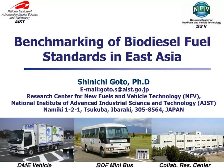 benchmarking of biodiesel fuel standards in east asia
