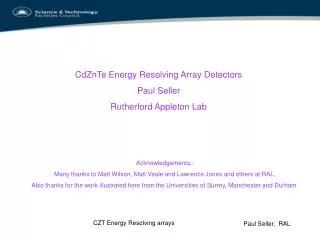 CZT Energy Resolving arrays