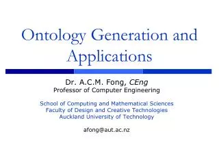 Ontology Generation and Applications
