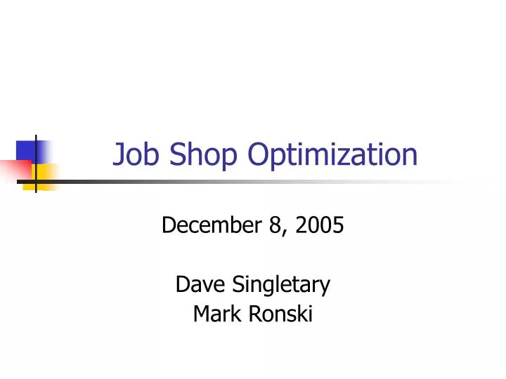 job shop optimization