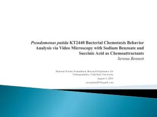 National Science Foundation, Research Experience for Undergraduates, Utah State University August 5, 2010 serenalynn05@g