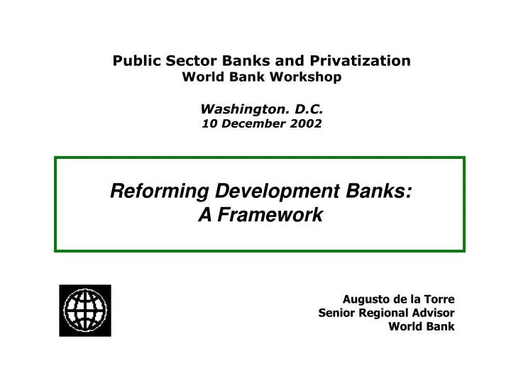 reforming development banks a framework