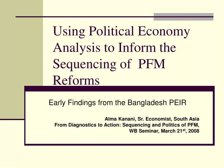 using political economy analysis to inform the sequencing of pfm reforms