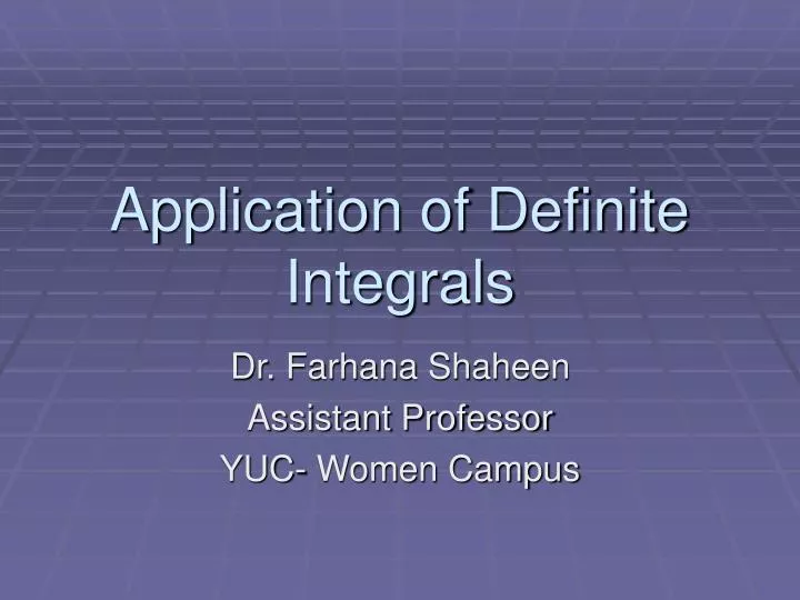 application of definite integrals