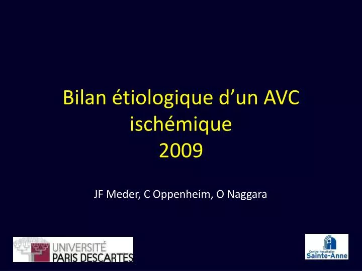 bilan tiologique d un avc isch mique 2009