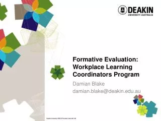 Formative Evaluation: Workplace Learning Coordinators Program
