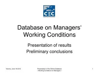 Database on Managers‘ Working Conditions