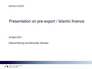 Presentation on pre-export / Islamic finance