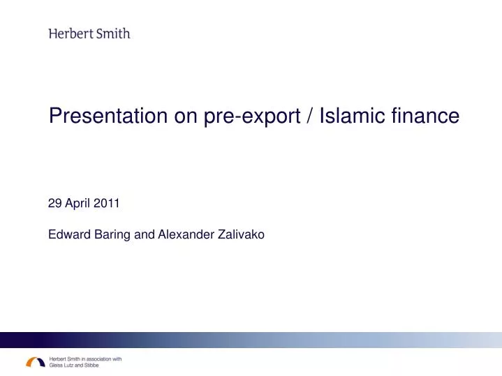 presentation on pre export islamic finance