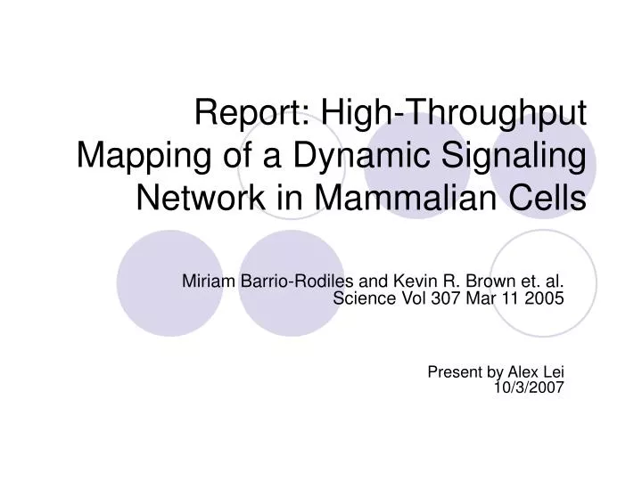 report high throughput mapping of a dynamic signaling network in mammalian cells
