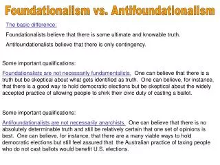 Foundationalism vs. Antifoundationalism